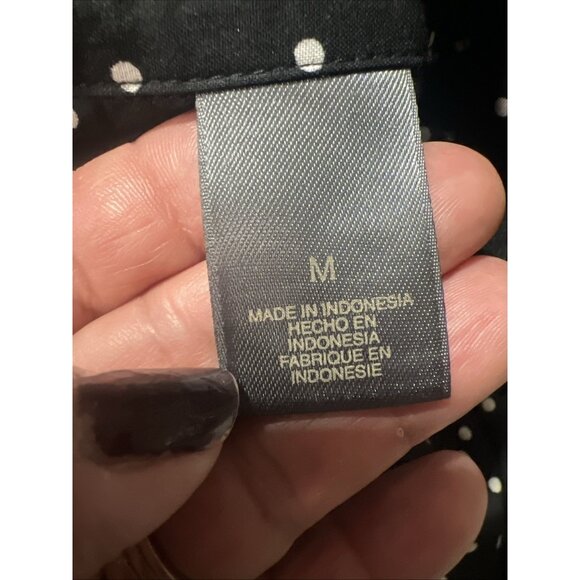 Liz Claiborne Womens Polka Dot Top Size M Black White Career Office - Picture 9 of 11